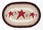 Earth Rugs Primitive Star Burgundy Oval Placemat 13"x19" Rustic Farmhouse Jute Table Decor