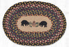 Earth Rugs Black Bear Oval Jute Placemat – 13"x19" Rustic Hand-Stenciled Cabin Table Accent