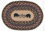 Earth Rugs Black Bears Oval Braided Jute Placemat – 13"x19" Hand-Stenciled Rustic Cabin Table Accent