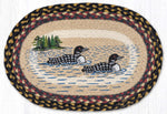 Earth Rugs Farmhouse Dining Placemat – Oval Braided Jute with Artist-Inspired Loon Design