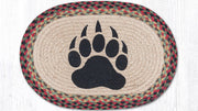 “Handcrafted Earth Rugs oval placemat 13x19 with woodland bear paw design”