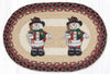 "Holiday oval placemat with snowman in top hat rustic farmhouse kitchen accent"