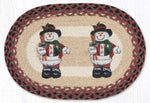 Earth Rugs Eco-Friendly Jute Oval Placemat with Snowman Winter Holiday 13"x19"