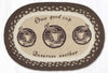 "Earth Rugs One Good Cup oval placemat with coffee cup design 13x19 braided jute"