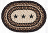 Earth Rugs Black Stars Oval Jute Placemat 13x19 Rustic Farmhouse Table Mat