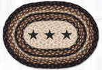 Earth Rugs Black Stars Oval Placemat 13"x19" Hand-Braided Jute Rustic Farmhouse Lodge Dining Table Accent Mat