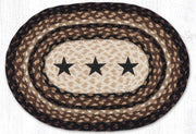 Earth Rugs Black Stars Oval Jute Placemat 13x19 Rustic Farmhouse Table Mat