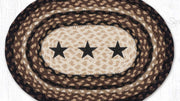 Hand-braided jute oval placemat 13x19 black stars design