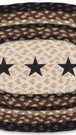 Rustic lodge style black stars oval placemat 13x19