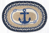 Rustic Coastal Oval Placemat with Navy Anchor Print 13"x19"