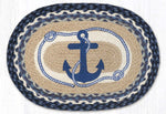 Earth Rugs Anchor Oval Placemat – Navy Nautical Table Accent 13"x19"
