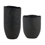 Earthenware Vase Set (Set of 2) – 17"H Matte Black Organic Indoor Outdoor Decorative Vases by Uttermost