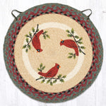 Earth Rugs Holly Cardinal Round Braided Chair Pad – Handcrafted Jute Seasonal Seat Cushion, 15.5"