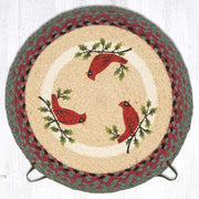 Earth Rugs Festive Jute Round Chair Cushion – Cardinal & Holly Print