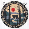 Rustic Bear Scene Braided Jute Round Chair Pad – Lodge Dining Accent