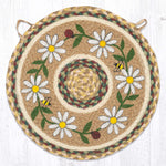 Earth Rugs Daisy Round Braided Jute Chair Pad – Floral Handcrafted Rustic Accent 15.5" × 15.5"