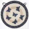 Rustic Blue Swallowtail Braided Jute Round Chair Pad – Farmhouse Dining Accent