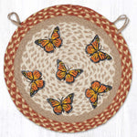 Earth Rugs Monarch Round Braided Jute Chair Pad – Handcrafted Butterfly Accent 15.5" × 15.5"