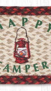 Eco-Friendly Jute Happy Camper Oval Stair Cover 27x8.25 Rustic Style