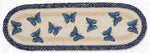 Earth Rugs Blue Swallowtail Stair Rug – Hand-Stenciled Butterfly Design on Oval Jute