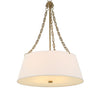 Tall Linen and Glass Drum Pendant for High Ceilings