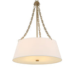 Uttermost Designer Ceiling Light – White Linen and Glass Hanging Fixture