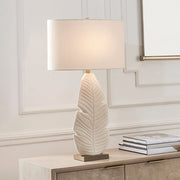 Indoor Ceramic Table Lamp with Brass Accents