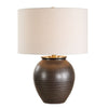 Hawkins Bronze Ceramic Table Lamp with White Linen Shade