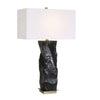 Black Ceramic Table Lamp with Rectangular Shade