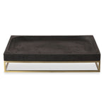 Uttermost 18161 Shadowstone Cast Black Tray with Antiqued Brass Base for Modern Sophistication