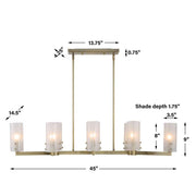 Uttermost 21392 Mistie 8 Light Linear Chandelier Antique Brass with Etched Glass