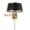 Uttermost 22586 Newmarket 1 Light Brass Sconce with Black Tapered Faux Leather Shade