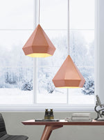 Zuo Modern Forecast Ceiling Lamp, Rose Gold Geometric Pendant, 13.2"H