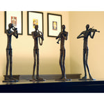 SPI Home Jazzy Quartet Set of 4 – Brass Musician Sculptures, 15" Tall Jazz Band Figures, Artistic Home Decor