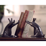 Rabbit Pushing Books Bookends – Cast Iron Study Room Decor 6.5"H by SPI