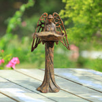 SPI Home Angel Bird Feeder in Cast Iron – Antique Outdoor Garden Accent with Sculpted Wings, 18" Tall