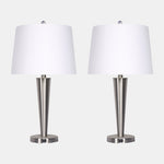 Sagebrook Home 50698-01 Metal, 25", Slim Cone Table Lamps, Nickel Set of 2