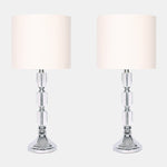Sagebrook Home 50719-01 Crystal, 25", Cndlstck Table Lamps, Chrme, Set of 2