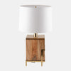 Sagebrook Home 50733 Wood, 24" Cylindrica Table Lamp, Gold/Natural