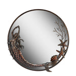 SPI Home Mermaid Round Mirror – 22" Iron Wall Mirror with Coastal Mermaid Frame, Nautical Accent Decor
