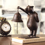 Bear Sculpture Bell – Cast Iron Decorative Table Accent 11"H by SPI