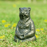 SPI Home Meditating Yoga Bear Garden Sculpture – 12" Tall Aluminum Outdoor Zen Animal Decor