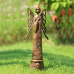 SPI Home Praying Angel Garden Sculpture – Cast Iron, 23” Tall, Weathered Finish, Indoor/Outdoor Décor