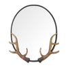 Rustic Antler Wall Mirror – Oval Cast Iron Décor by SPI Home
