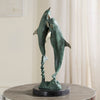 SPI Home Dolphin Sculpture – Bronze Duo Marine Decor in Aluminum