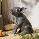 SPI Home Perky Pig Figure - 11" Aluminum Farmhouse Animal Sculpture, Rustic Tabletop Decor for Kitchen, Garden, or Entryway