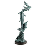 SPI Home Frolicking Dolphin Family Sculpture – Aluminum Coastal Art with Graceful Marine Design