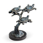SPI Home Traveling Trio Sea Turtle Sculpture – Aluminum Ocean Art, Freestanding Coastal Décor, 13.5” Tall Marine Accent