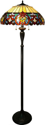 Fine Art Lighting Tiffany Glass Floor Lamp – 62" Wide Classic Standing Lamp with Stained Glass Shade