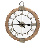 Wall Clock Wood and Metal Construction Beaded Frame 30 Inch Brown Finish By Melrose